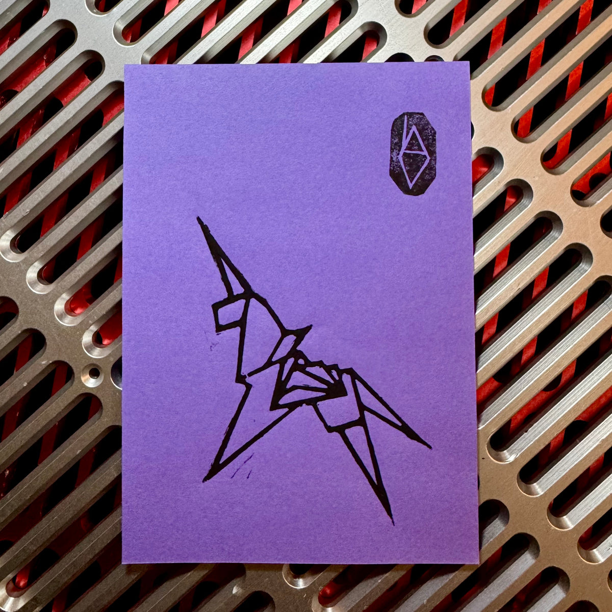 Dystopian Sci-fi Detective Unicorn lino print