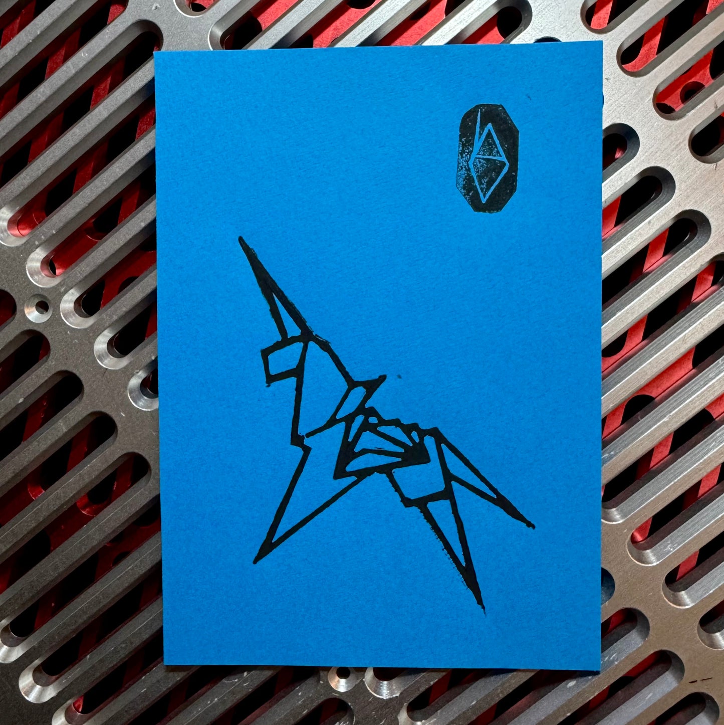 Dystopian Sci-fi Detective Unicorn lino print